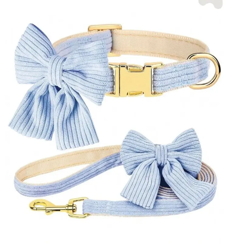 Collar con correa de moño - Celeste